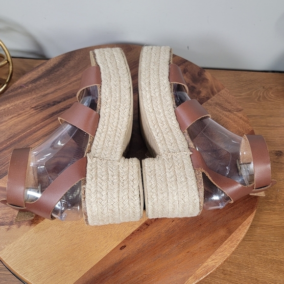 Steve Madden Brown Leather Strappy Platform Sandals Espadrilles Heels Size 9 - Picture 12 of 16